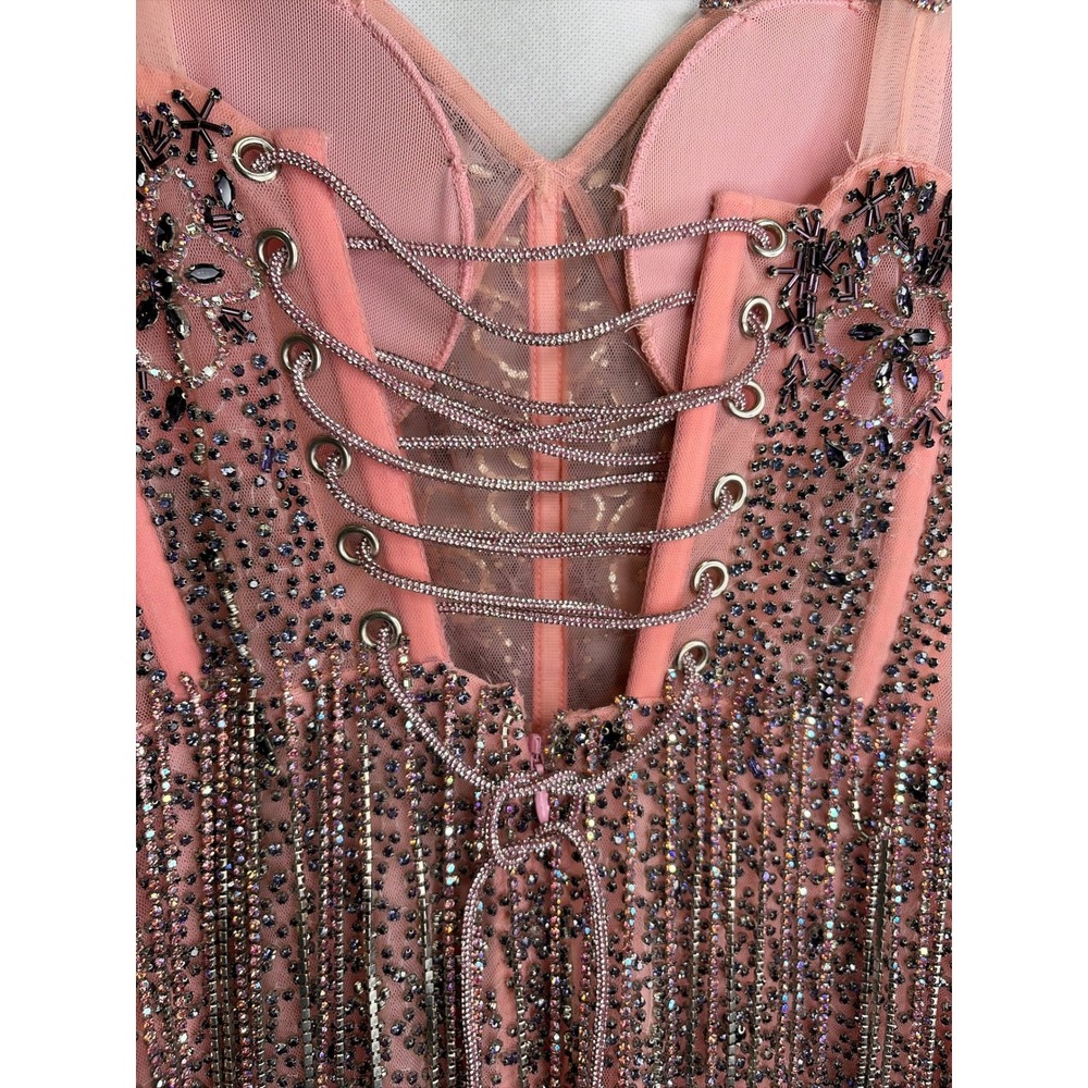 Portia & Scarlett Couture Crystal Embellished Fringed Mini Dress 6‎ NWT - Picture 9 of 11